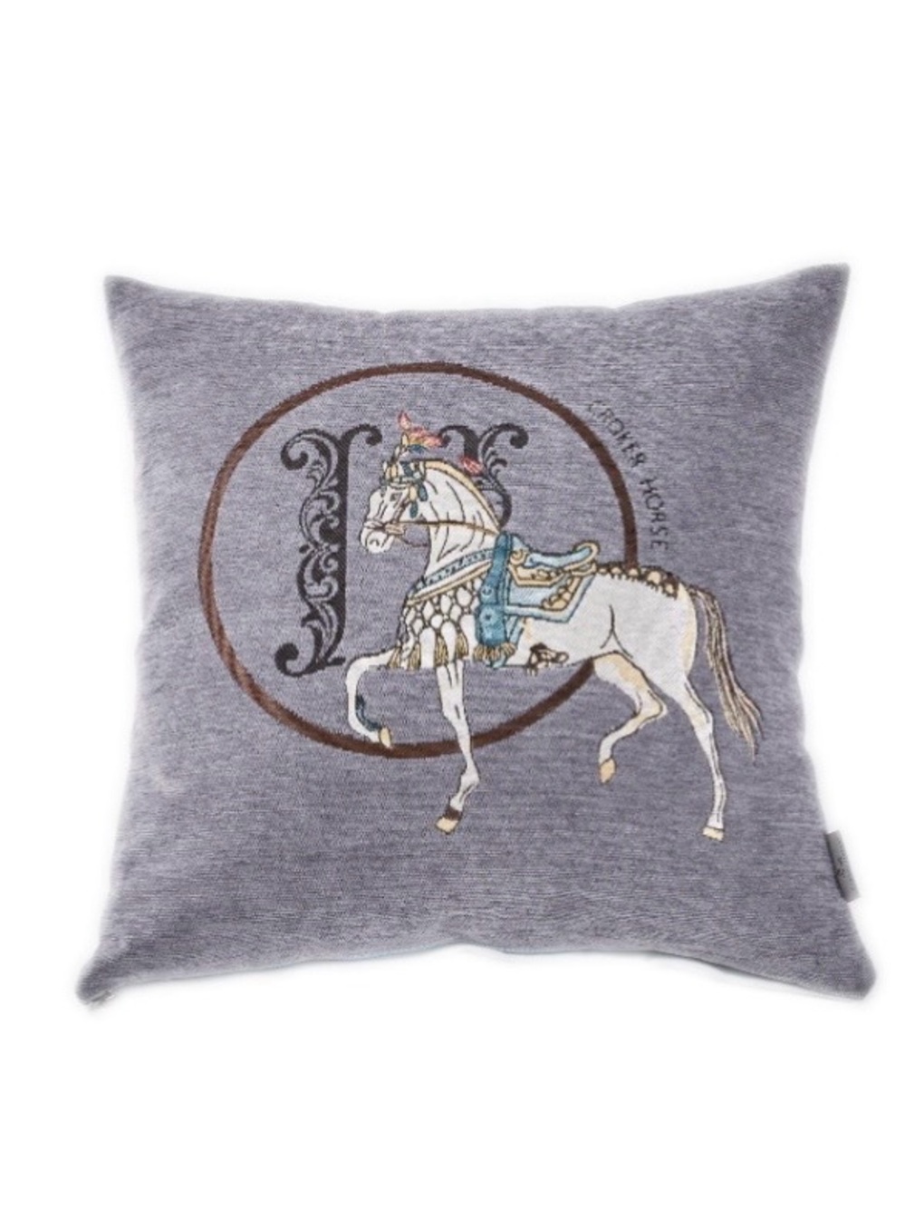 Croker Horse Chenille Jacquard Pillow Covers SQUARE 18x18” (2-pack) GRAY